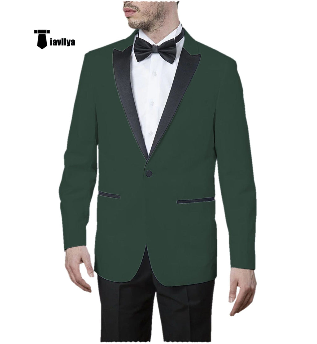 Tiavllya Tiavllya Formal Men's Slim Fit Peak Lapel Flat Blazer