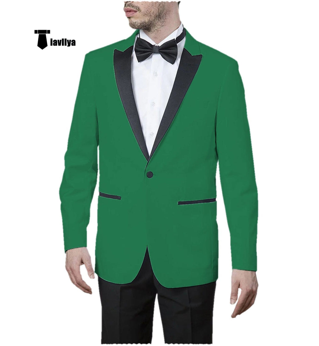 Tiavllya Tiavllya Formal Men's Slim Fit Peak Lapel Flat Blazer