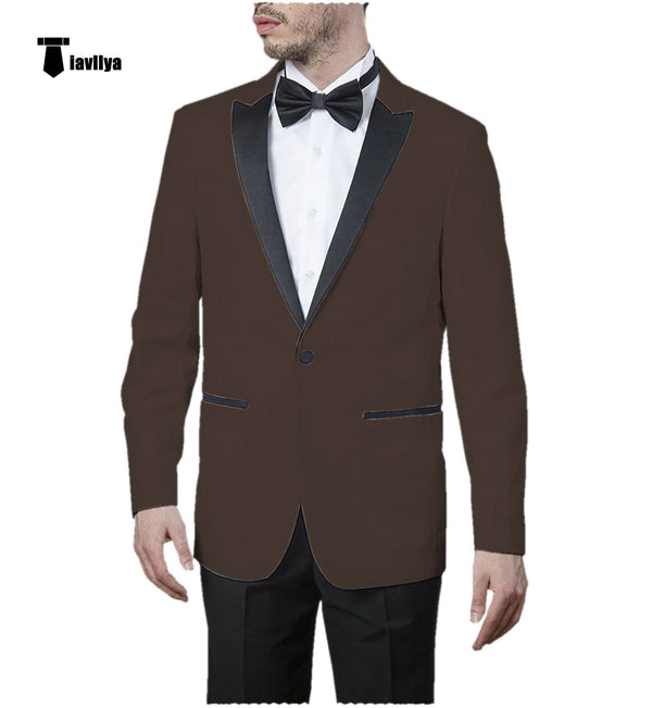 Tiavllya Tiavllya Formal Men's Slim Fit Peak Lapel Flat Blazer