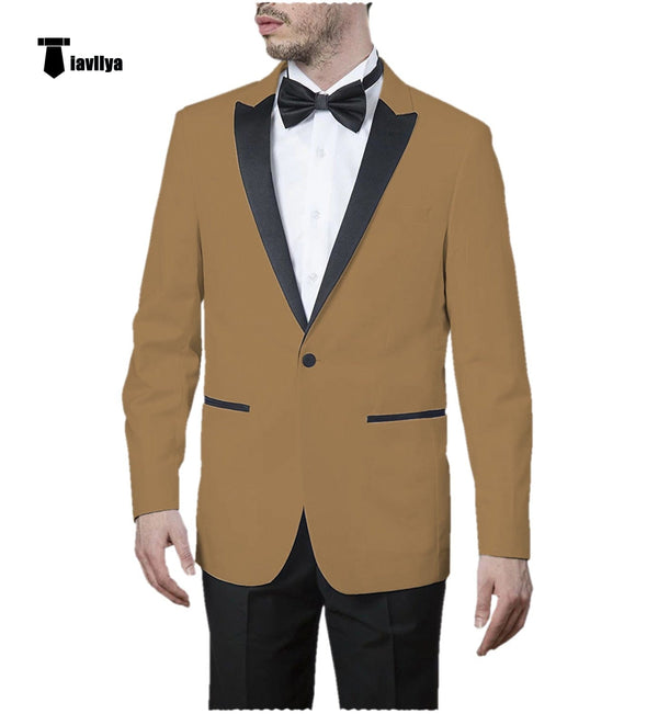 Tiavllya Tiavllya Formal Men's Slim Fit Peak Lapel Flat Blazer