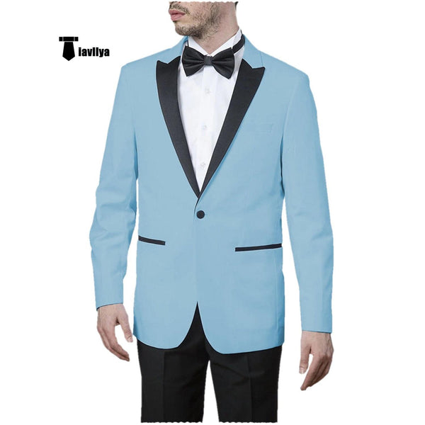 Tiavllya Tiavllya Formal Men's Slim Fit Peak Lapel Flat Blazer