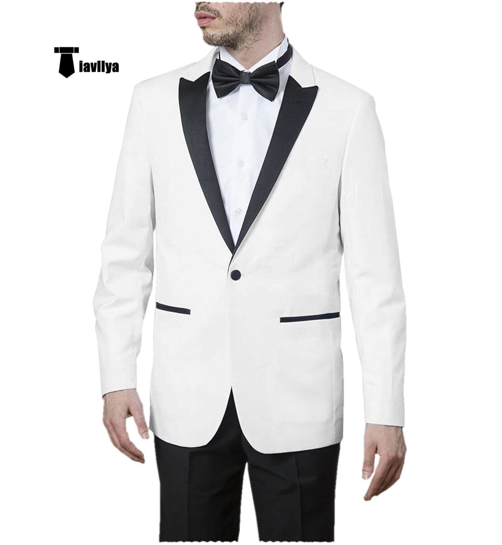 Tiavllya Tiavllya Formal Men's Slim Fit Peak Lapel Flat Blazer