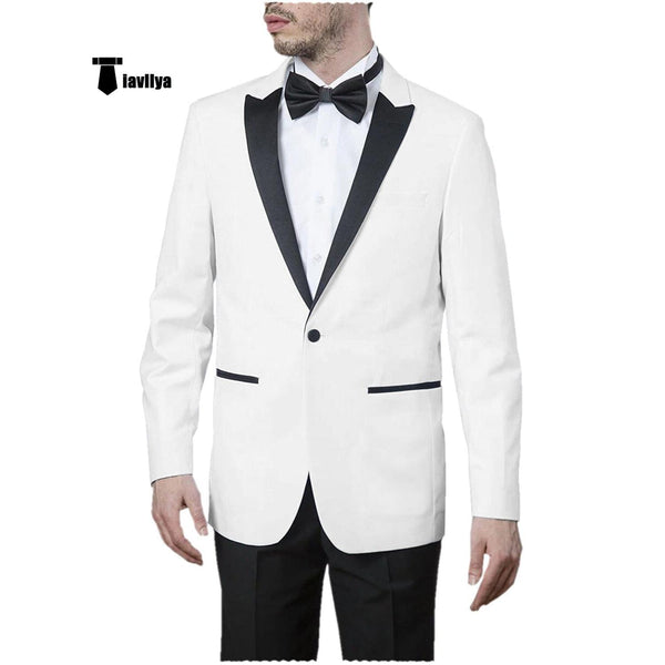 Tiavllya Tiavllya Formal Men's Slim Fit Peak Lapel Flat Blazer