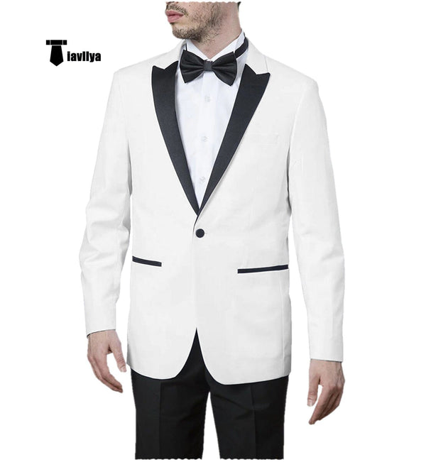 Tiavllya Tiavllya Formal Men's Slim Fit Peak Lapel Flat Blazer