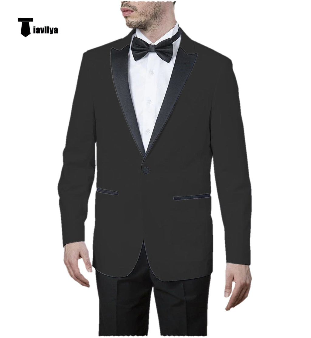 Tiavllya Tiavllya Formal Men's Slim Fit Peak Lapel Flat Blazer