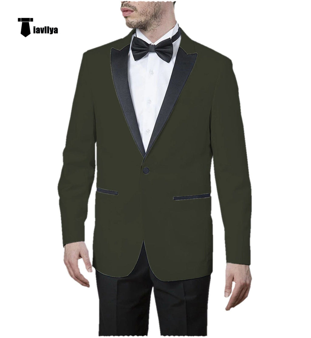 Tiavllya Tiavllya Formal Men's Slim Fit Peak Lapel Flat Blazer