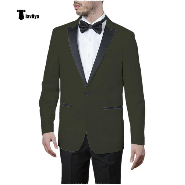 Tiavllya Tiavllya Formal Men's Slim Fit Peak Lapel Flat Blazer
