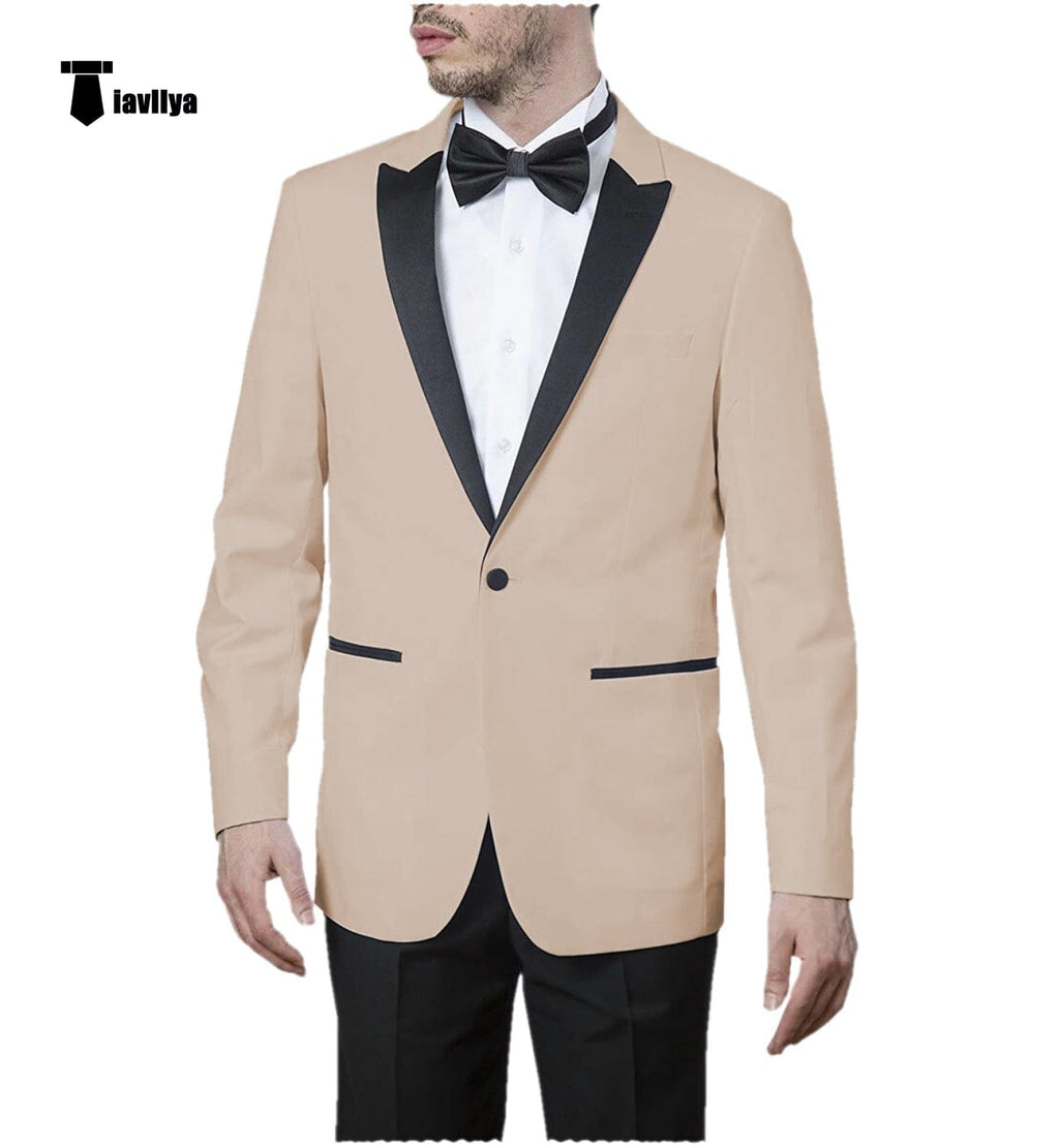 Tiavllya Tiavllya Formal Men's Slim Fit Peak Lapel Flat Blazer