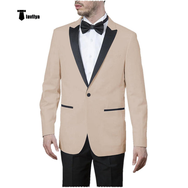 Tiavllya Tiavllya Formal Men's Slim Fit Peak Lapel Flat Blazer