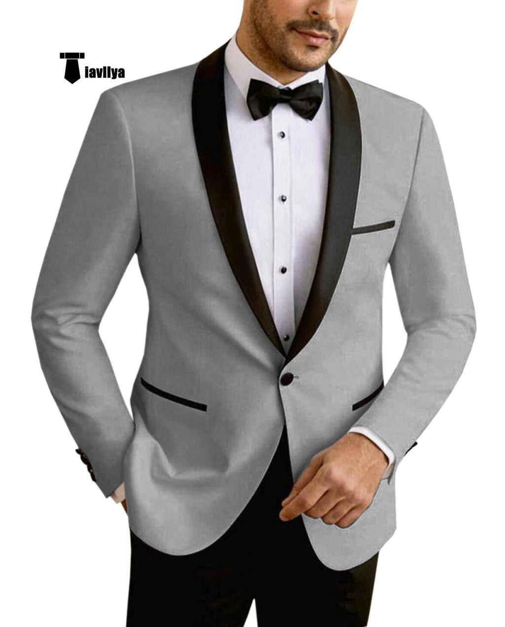 Tiavllya Tiavllya Formal Men's Slim Fit Shawl Lapel Flat Blazer