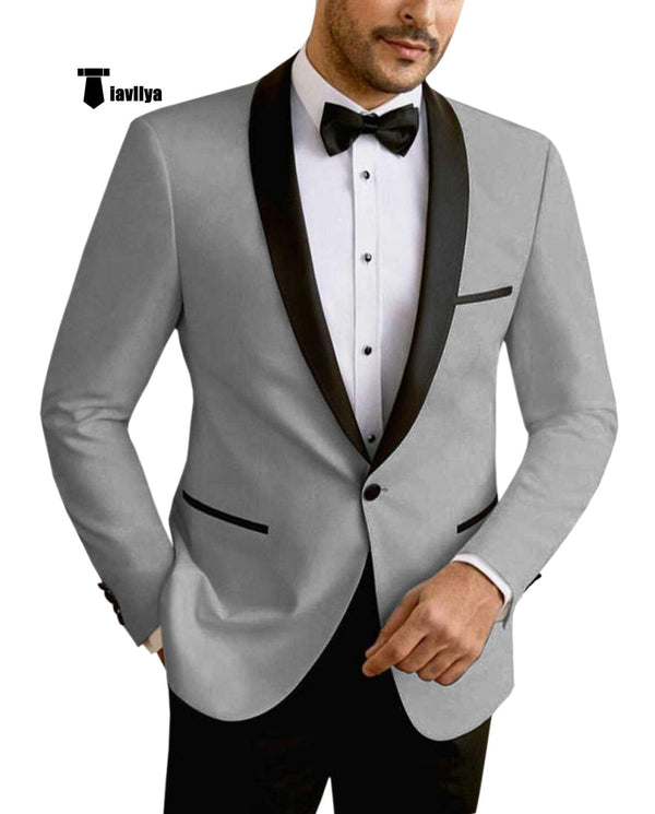 Tiavllya Tiavllya Formal Men's Slim Fit Shawl Lapel Flat Blazer
