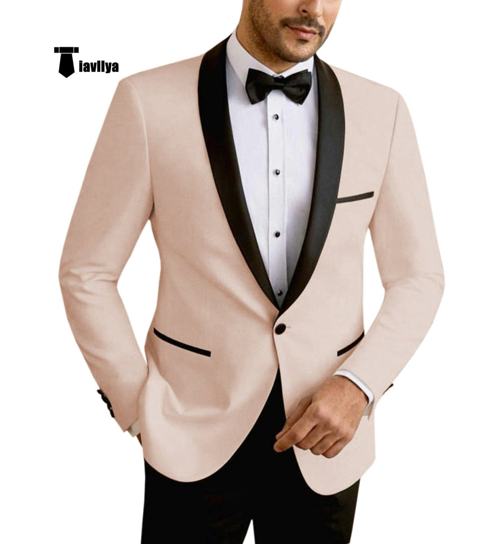Tiavllya Tiavllya Formal Men's Slim Fit Shawl Lapel Flat Blazer