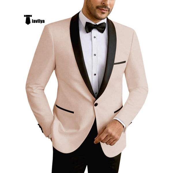 Tiavllya Tiavllya Formal Men's Slim Fit Shawl Lapel Flat Blazer