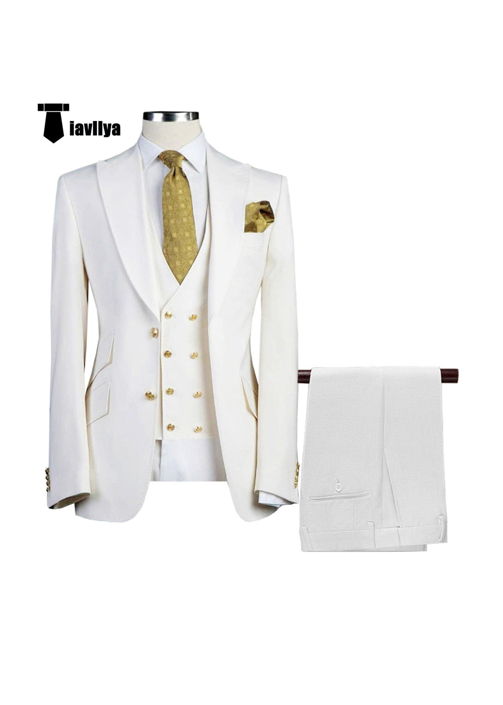 Tiavllya Tiavllya Formal Men's Suit 3 Piece Peak Lapel Solid Color Tuxedo Wedding (Blazer + Vest + Pants)