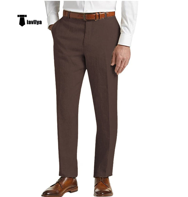 Tiavllya Tiavllya Formal Men's Suit Pants Cotton Linen Trousers For Wedding