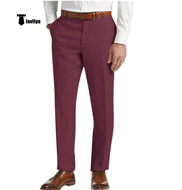 Tiavllya Tiavllya Formal Men's Suit Pants Cotton Linen Trousers For Wedding
