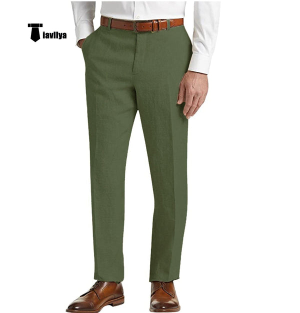 Tiavllya Tiavllya Formal Men's Suit Pants Cotton Linen Trousers For Wedding
