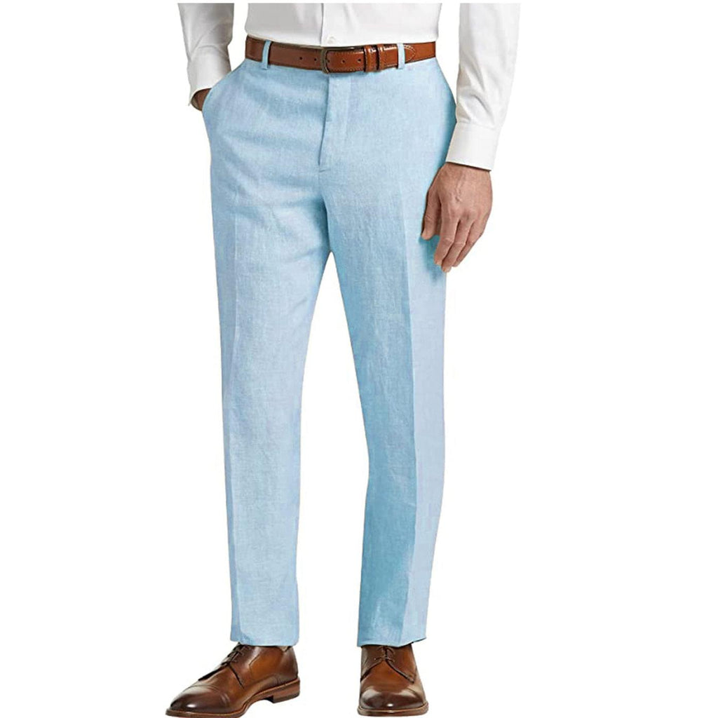 Formal Men's Suit Pants Cotton Linen Trousers for Wedding