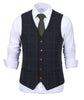 Tiavllya Tiavllya Formal Men's Suit Vest Plaid Tweed V Neck Waistcoat