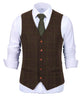 Tiavllya Tiavllya Formal Men's Suit Vest Plaid Tweed V Neck Waistcoat