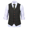 Tiavllya Tiavllya Formal Men's Suit Vest Plaid Tweed V Neck Waistcoat