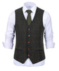 Tiavllya Tiavllya Formal Men's Suit Vest Plaid Tweed V Neck Waistcoat