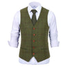Tiavllya Tiavllya Formal Men's Suit Vest Plaid Tweed V Neck Waistcoat