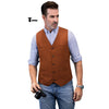 Tiavllya Tiavllya Formal Men's Tweed Herringbone V Neck Waistcoat