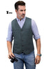 Tiavllya Tiavllya Formal Men's Tweed Herringbone V Neck Waistcoat