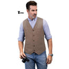 Tiavllya Tiavllya Formal Men's Tweed Herringbone V Neck Waistcoat
