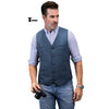 Tiavllya Tiavllya Formal Men's Tweed Herringbone V Neck Waistcoat
