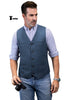 Tiavllya Tiavllya Formal Men's Tweed Herringbone V Neck Waistcoat