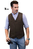 Tiavllya Tiavllya Formal Men's Tweed Herringbone V Neck Waistcoat