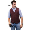 Tiavllya Tiavllya Formal Men's Tweed Herringbone V Neck Waistcoat
