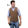 Tiavllya Tiavllya Formal Men's Tweed Herringbone V Neck Waistcoat