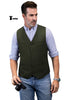 Tiavllya Tiavllya Formal Men's Tweed Herringbone V Neck Waistcoat