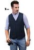 Tiavllya Tiavllya Formal Men's Tweed Herringbone V Neck Waistcoat