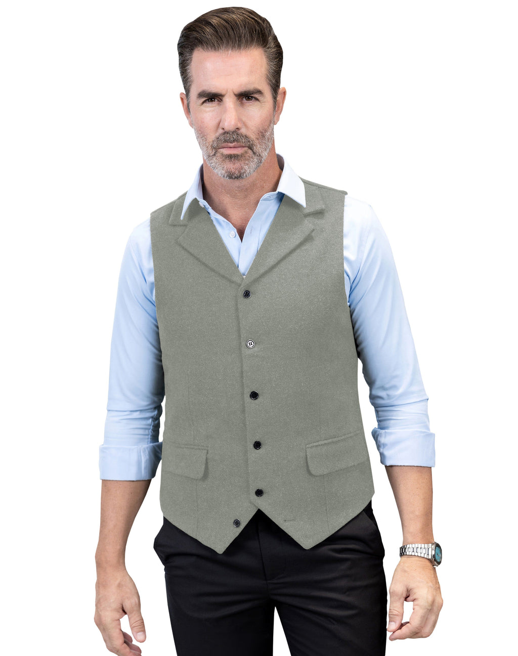 Tiavllya Tiavllya Formal Mens Regular Fit Tweed Notch Lapel Waistcoat