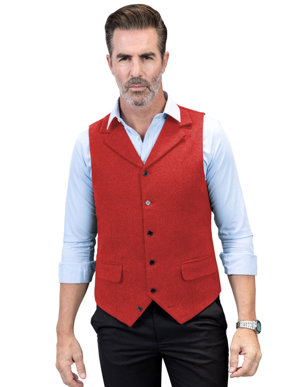 Tiavllya Tiavllya Formal Mens Regular Fit Tweed Notch Lapel Waistcoat