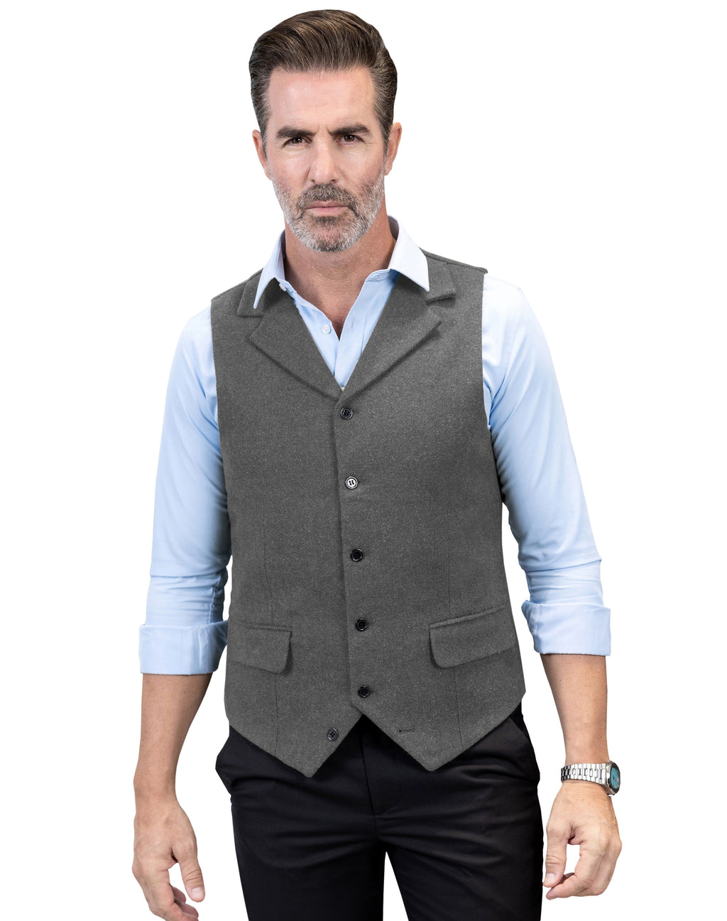 Tiavllya Tiavllya Formal Mens Regular Fit Tweed Notch Lapel Waistcoat