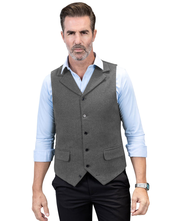 Tiavllya Tiavllya Formal Mens Regular Fit Tweed Notch Lapel Waistcoat