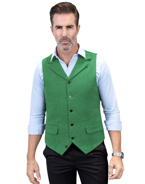 Tiavllya Tiavllya Formal Mens Regular Fit Tweed Notch Lapel Waistcoat