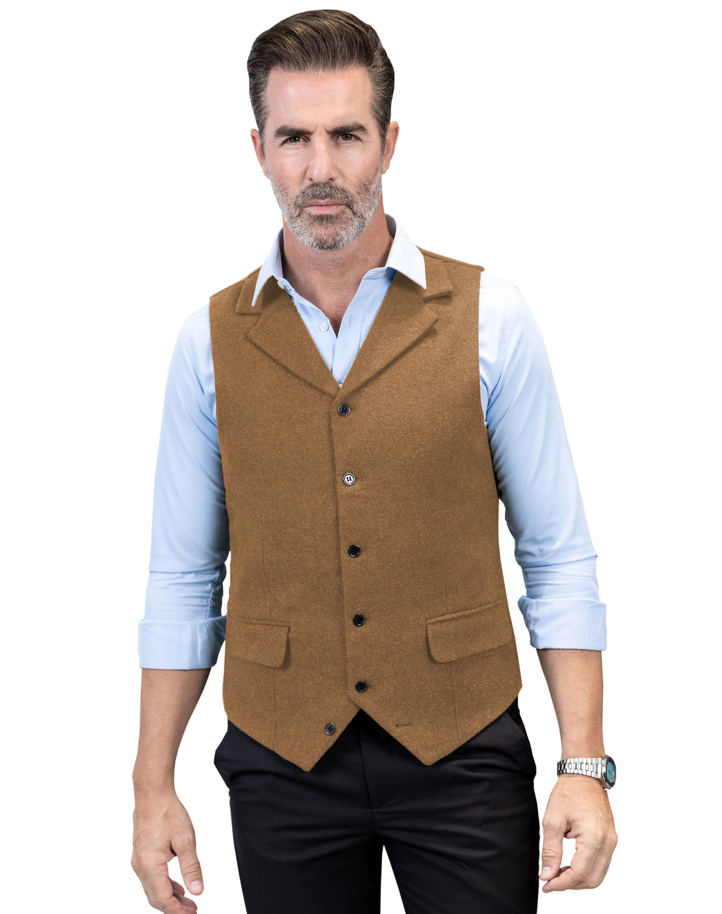 Tiavllya Tiavllya Formal Mens Regular Fit Tweed Notch Lapel Waistcoat