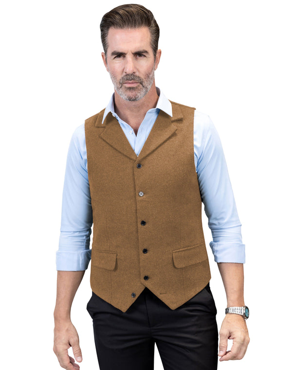 Tiavllya Tiavllya Formal Mens Regular Fit Tweed Notch Lapel Waistcoat
