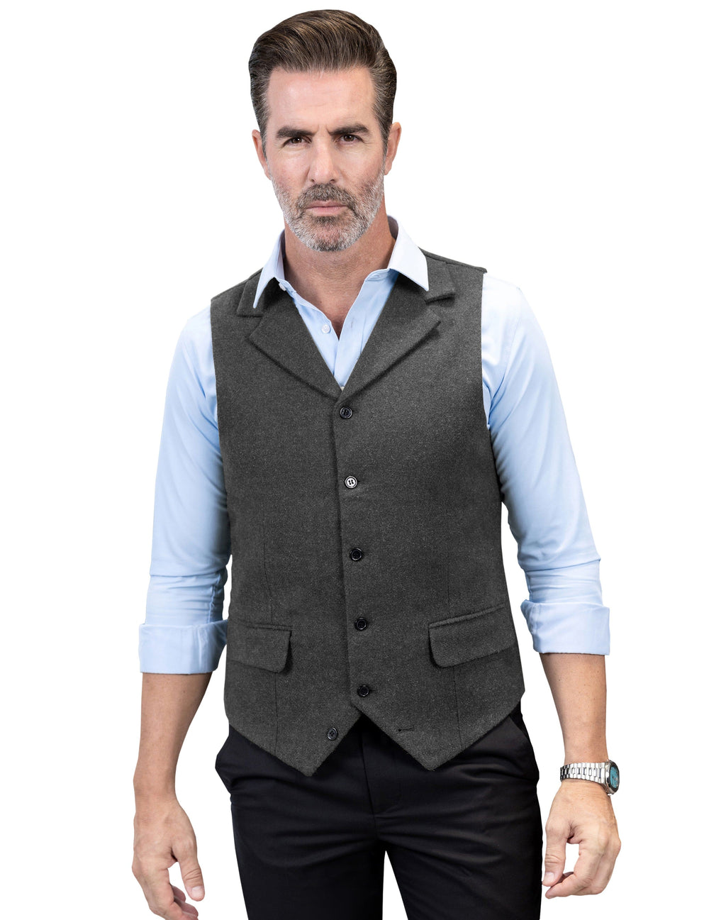 Tiavllya Tiavllya Formal Mens Regular Fit Tweed Notch Lapel Waistcoat