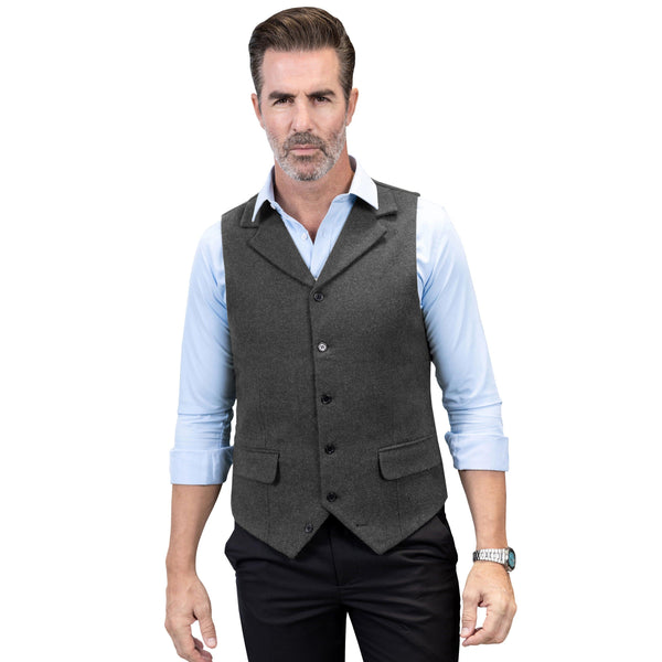 Tiavllya Tiavllya Formal Mens Regular Fit Tweed Notch Lapel Waistcoat