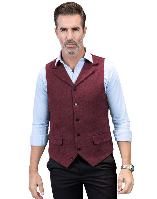 Tiavllya Tiavllya Formal Mens Regular Fit Tweed Notch Lapel Waistcoat
