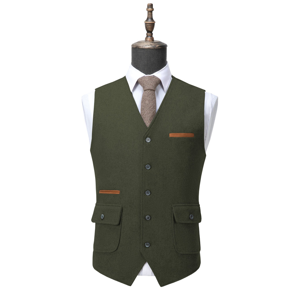 Tiavllya Tiavllya Formal Mens Regular Fit Tweed V Neck Waistcoat