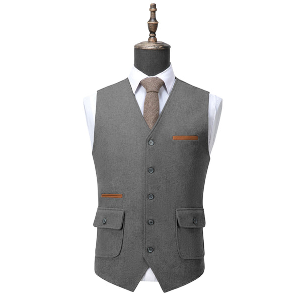 Tiavllya Tiavllya Formal Mens Regular Fit Tweed V Neck Waistcoat