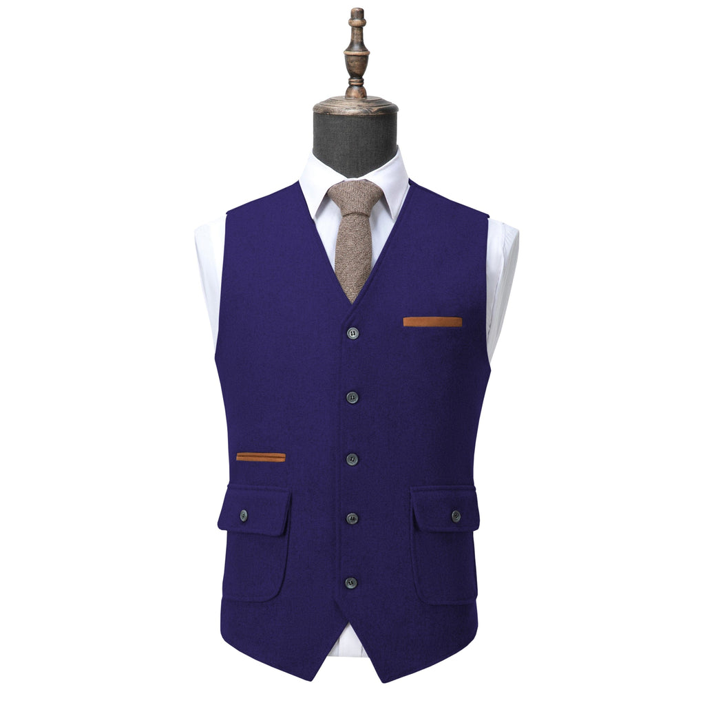 Tiavllya Tiavllya Formal Mens Regular Fit Tweed V Neck Waistcoat